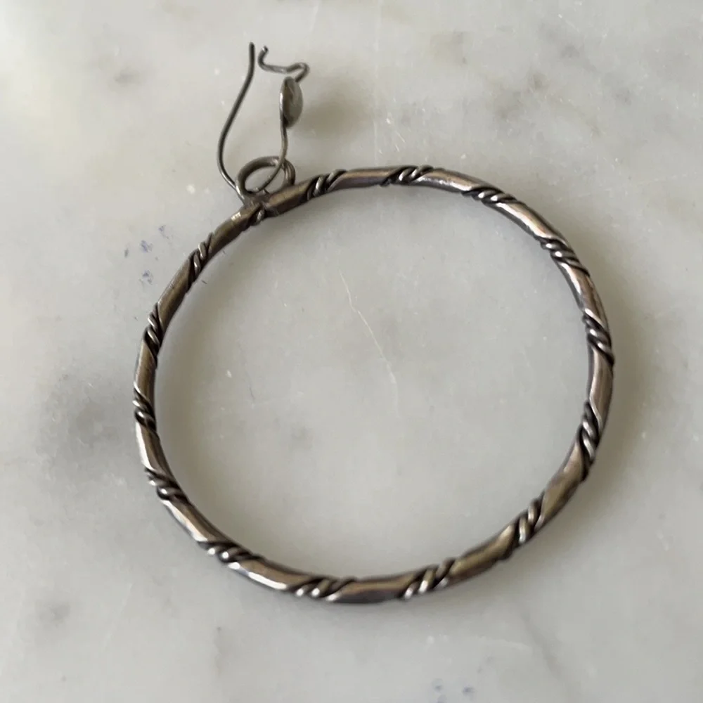 Native American Three Solo Sterling Cuff and Hoops Earrings